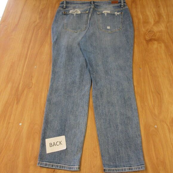 JUDY BLUE Boyfriend Fit Distressed Jeans JB82862MD Sz 14W Ripped Destroyed Denim - Picture 12 of 16